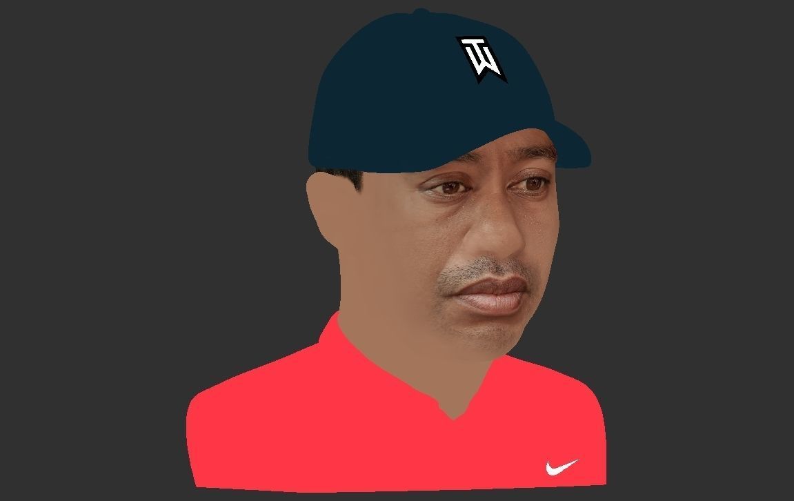 Tiger Woods bust ready for full color 3D printing 3D print model_24