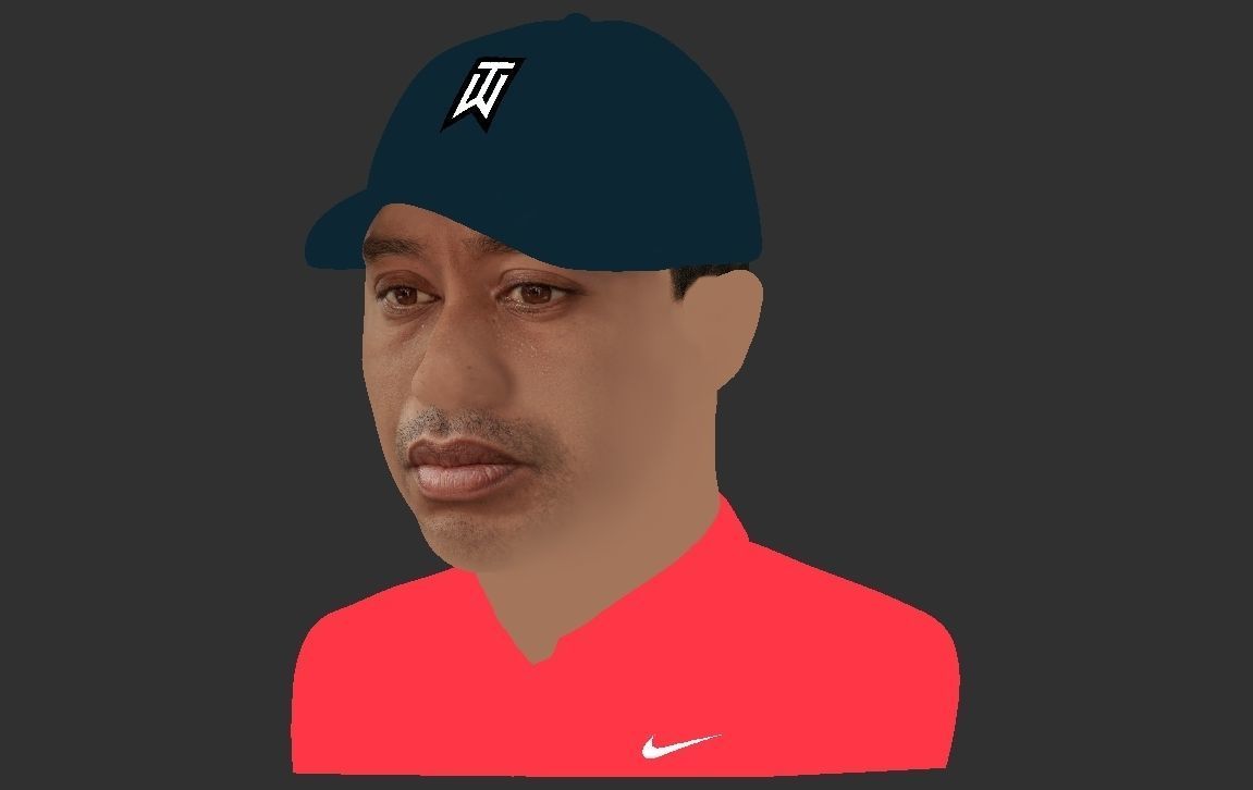 Tiger Woods bust ready for full color 3D printing 3D print model_23
