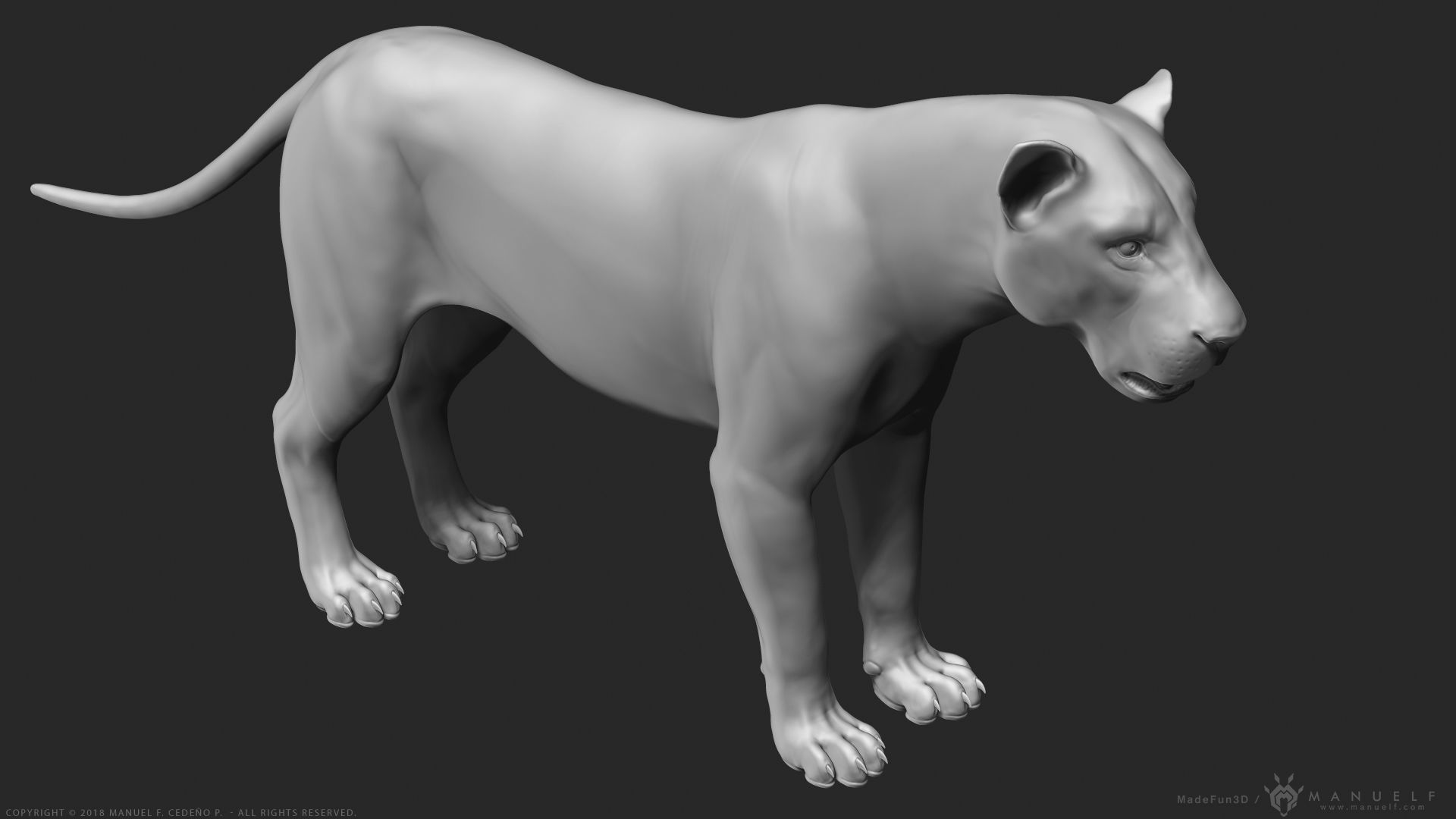 Lion - Highpoly Sculpture 3D model_9