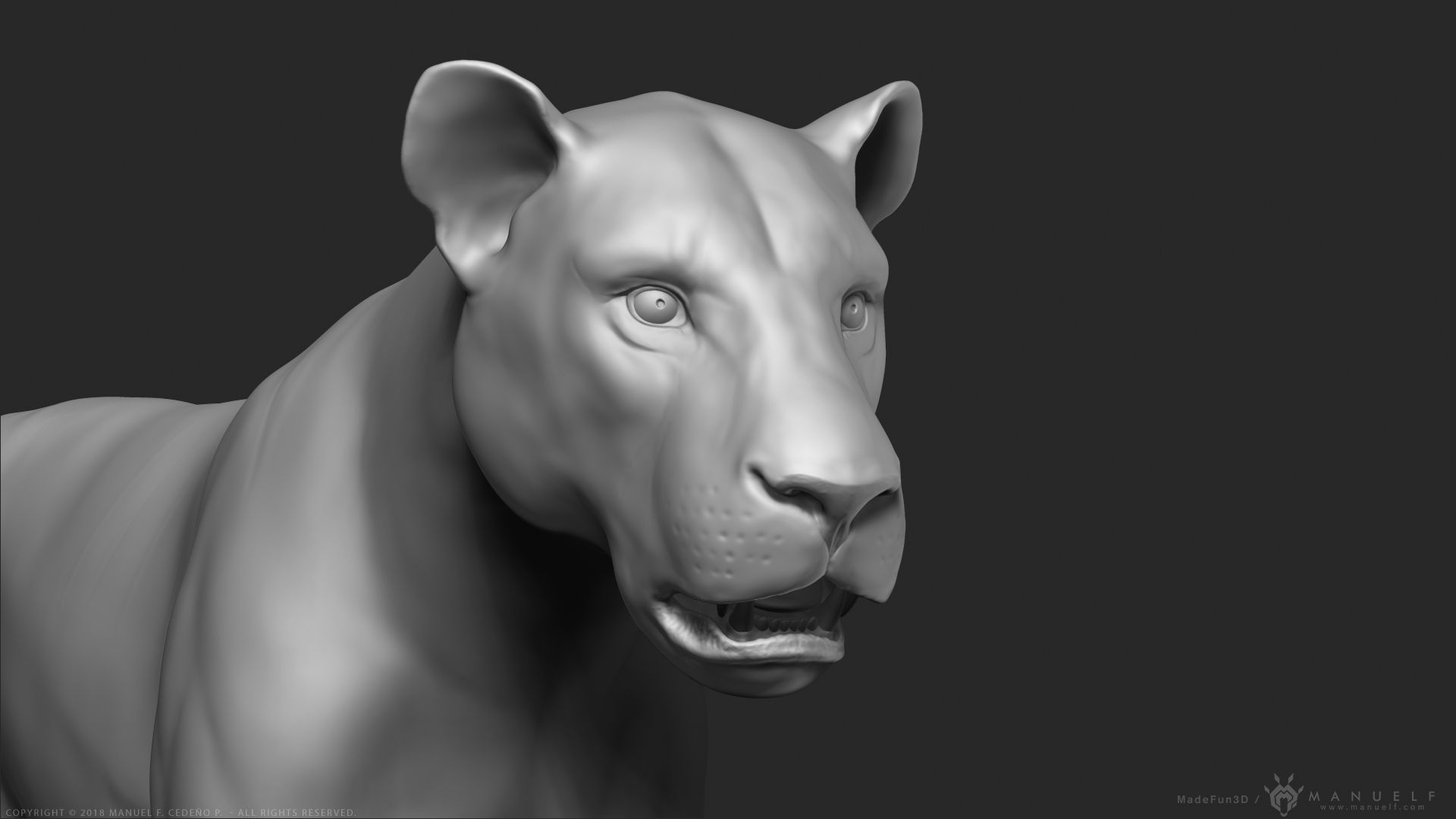 Lion - Highpoly Sculpture 3D model_5
