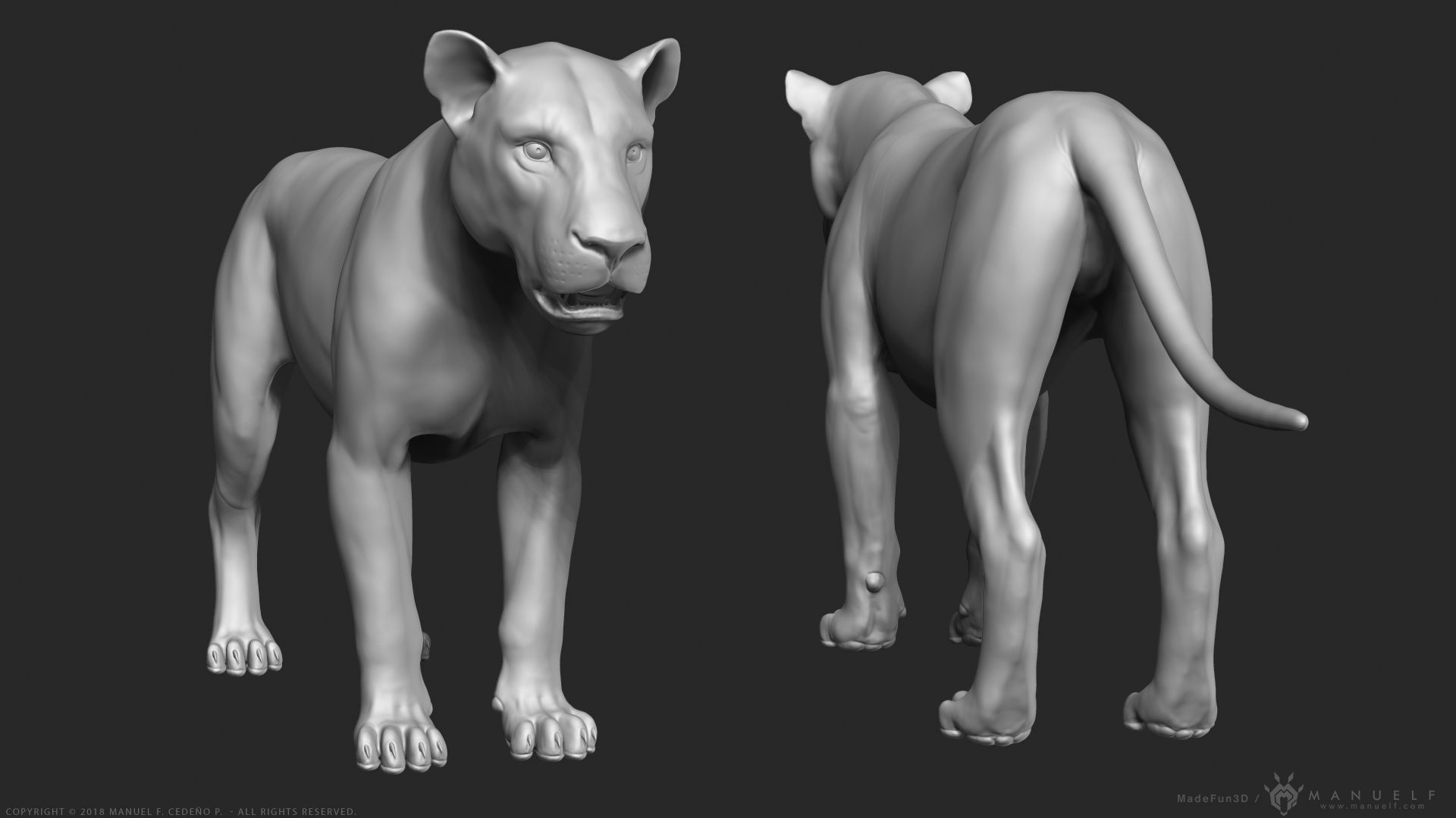 Lion - Highpoly Sculpture 3D model_6