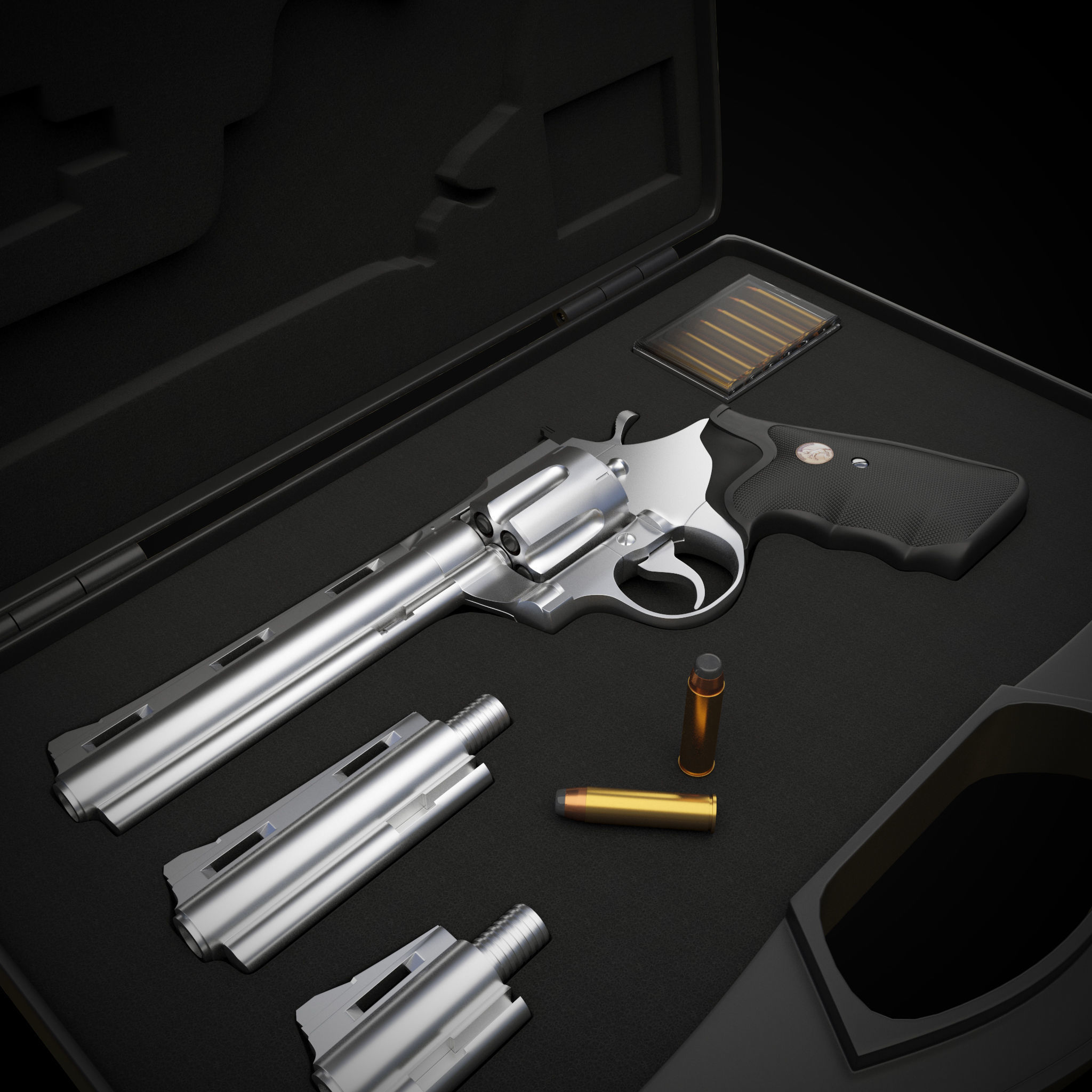 Gun case with a revolver Colt Python 357 3D model_1