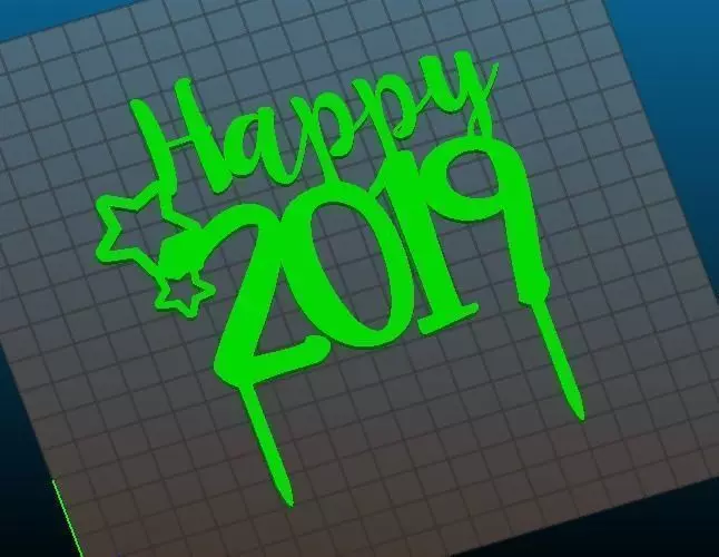 Happy 2019 cake topper 3D print model_0