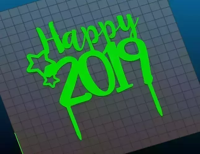 Happy 2019 cake topper 3D print model