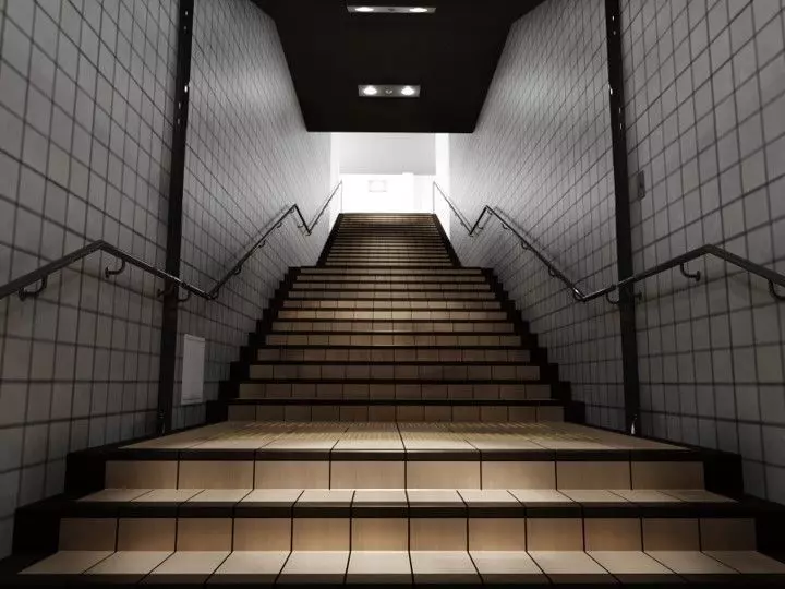 Stairway Model stairs leading up to subway station Low-poly 3D model_0