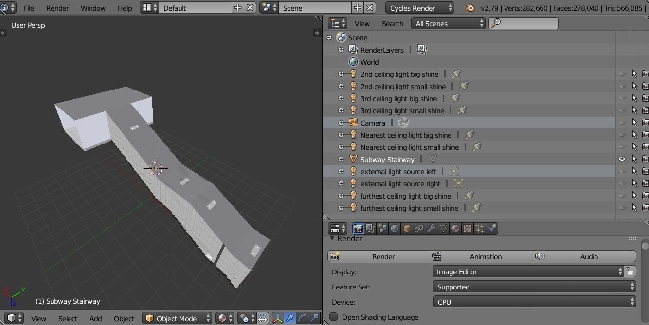 Stairway Model stairs leading up to subway station Low-poly 3D model_1