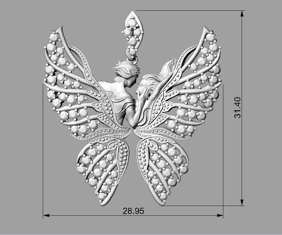 Pendant Magerit butterfly 3D print model_1