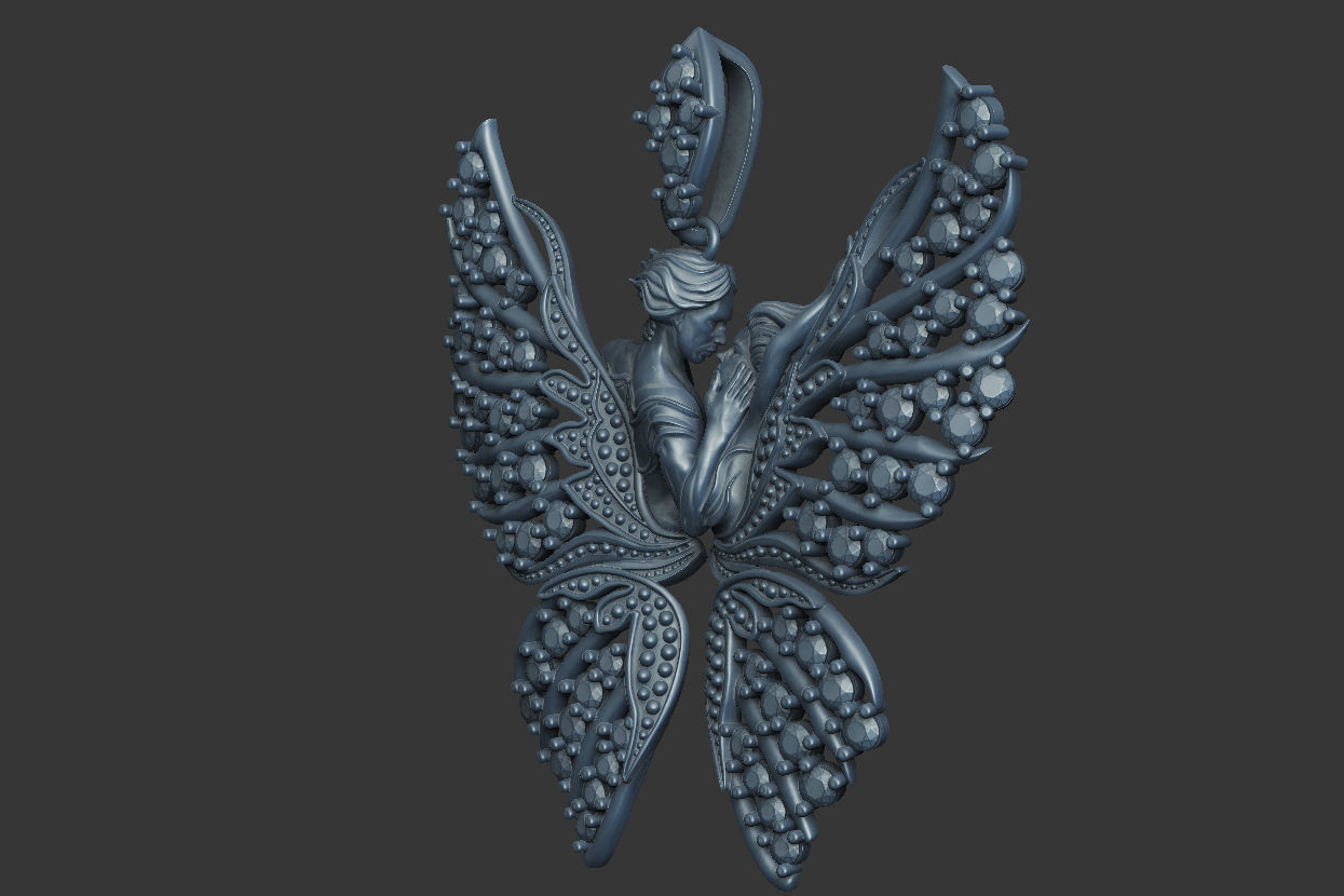 Pendant Magerit butterfly 3D print model_4
