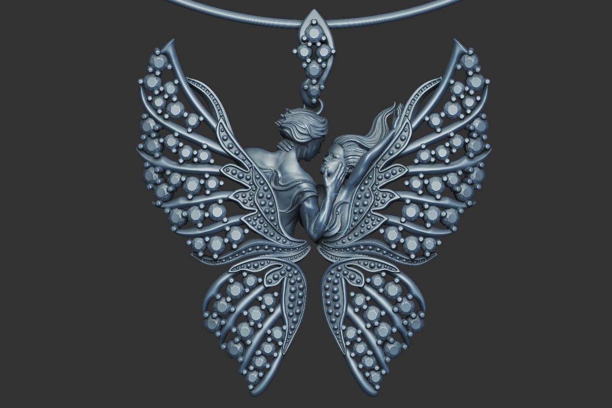 Pendant Magerit butterfly 3D print model_2