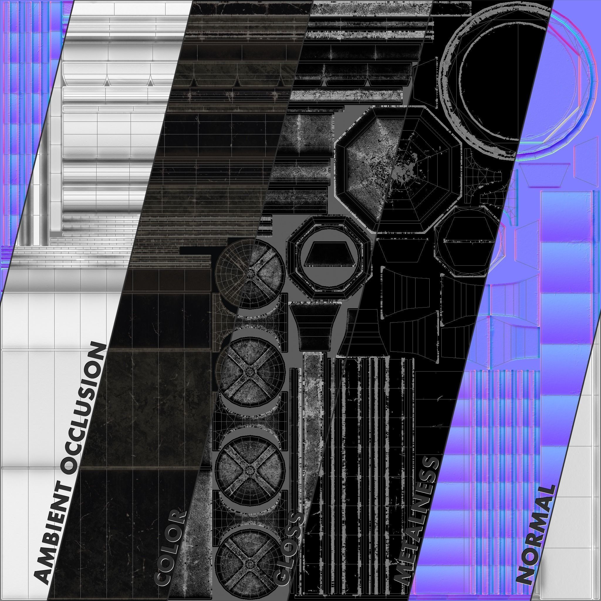 Barrier Bollard Pack 2 v3 Black Three Texture Options Low-poly 3D model_13