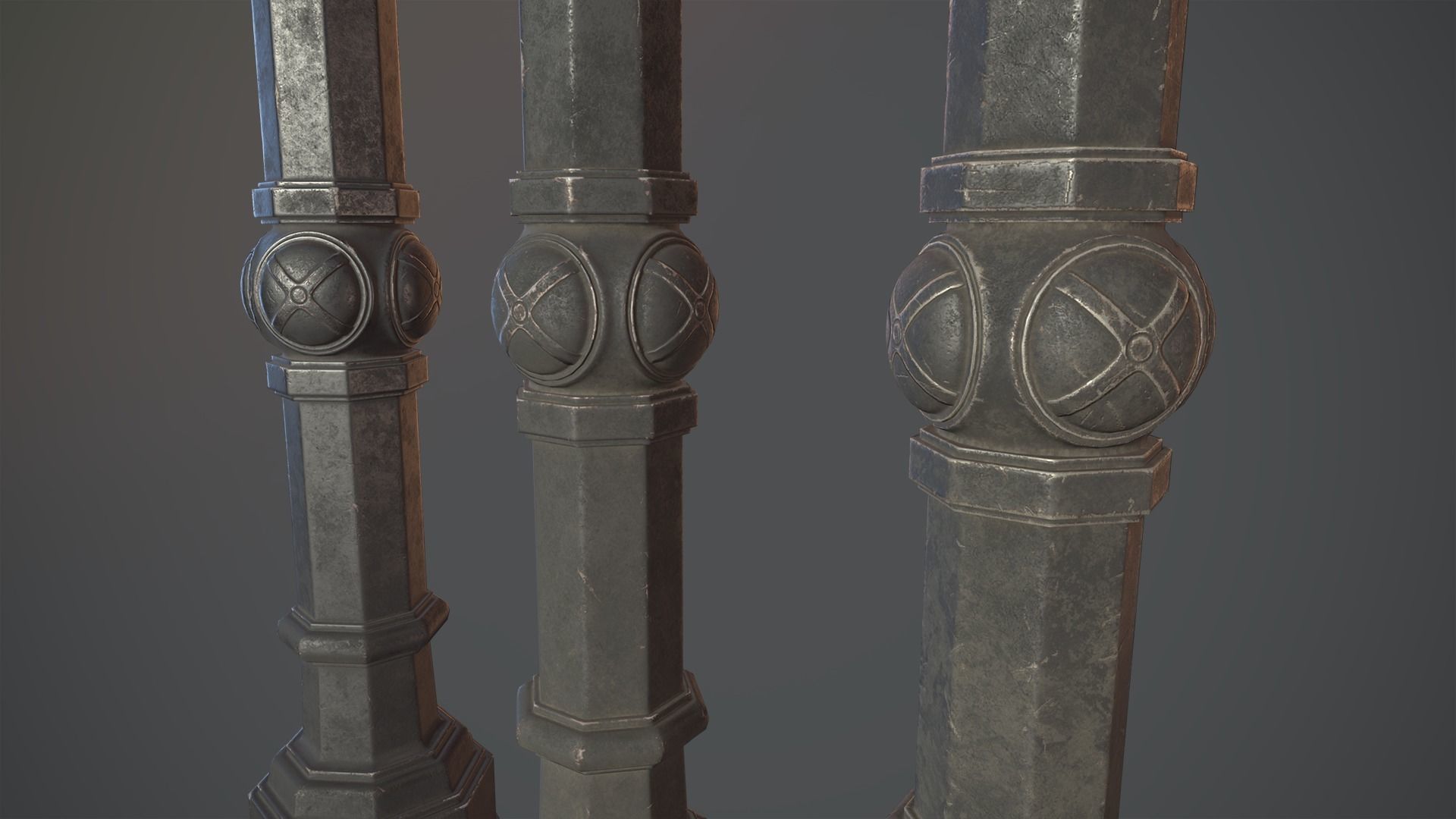 Barrier Bollard Pack 2 v3 Black Three Texture Options Low-poly 3D model_12