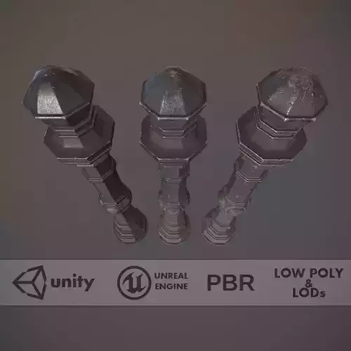 Barrier Bollard Pack 2 v3 Black Three Texture Options Low-poly 3D model