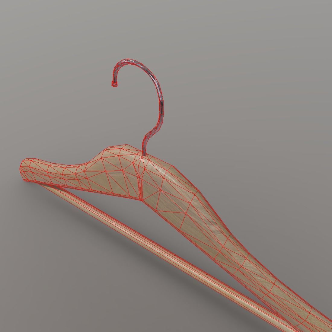 Hanger wooden Low-poly 3D model_7