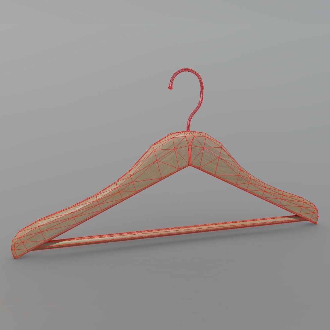 Hanger wooden Low-poly 3D model_6