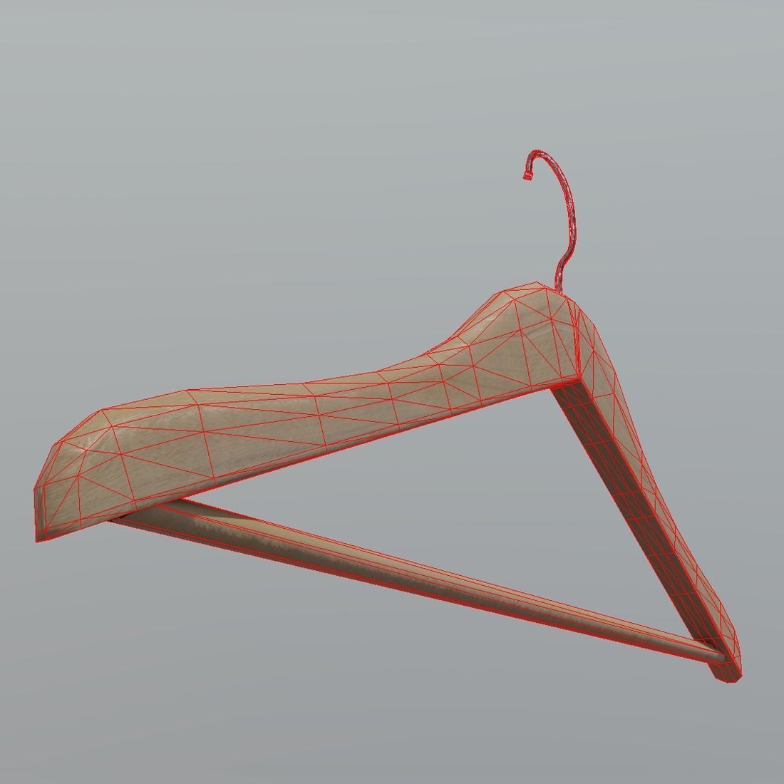 Hanger wooden Low-poly 3D model_8