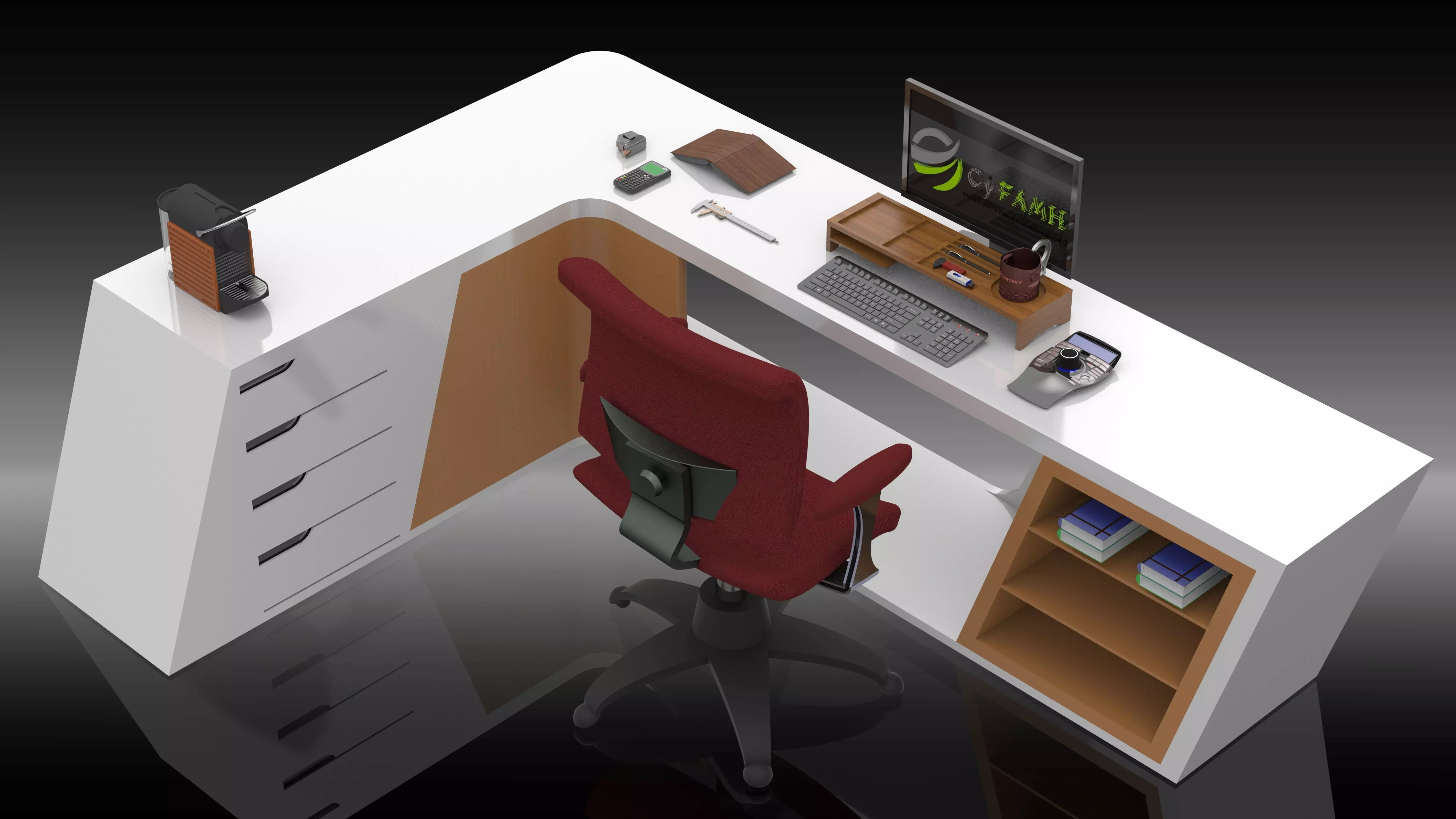 Escritorio Futurista 3D model