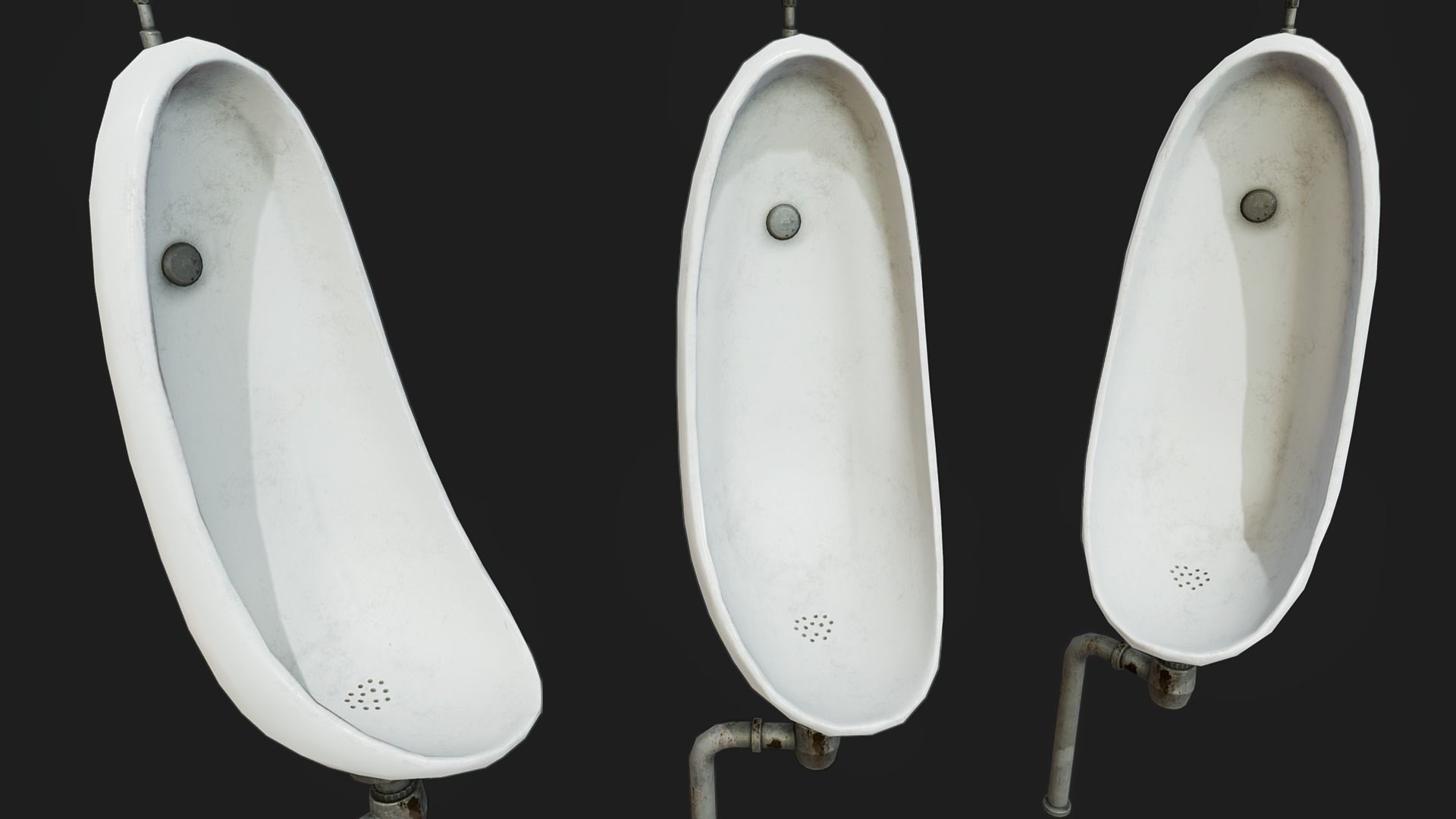 Pissoir PBR five urinals Low-poly 3D model_1