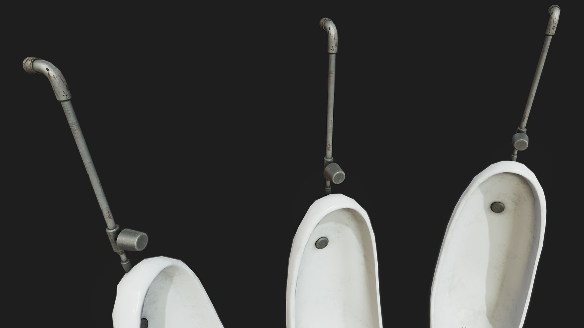 Pissoir PBR five urinals Low-poly 3D model_3