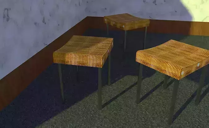 stool wooden with metal legs