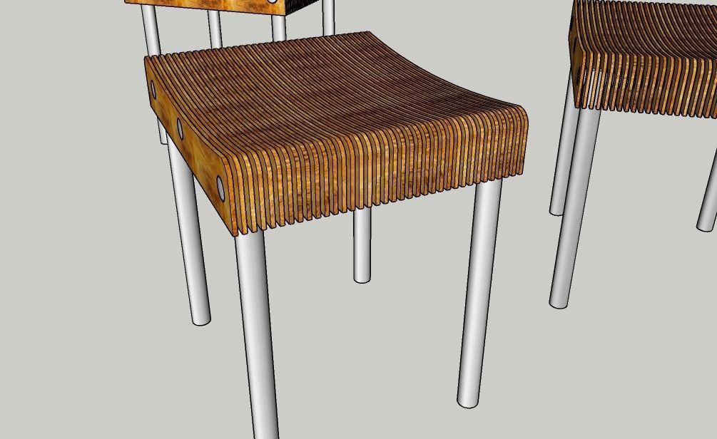 stool wooden with metal legs 3D model_1