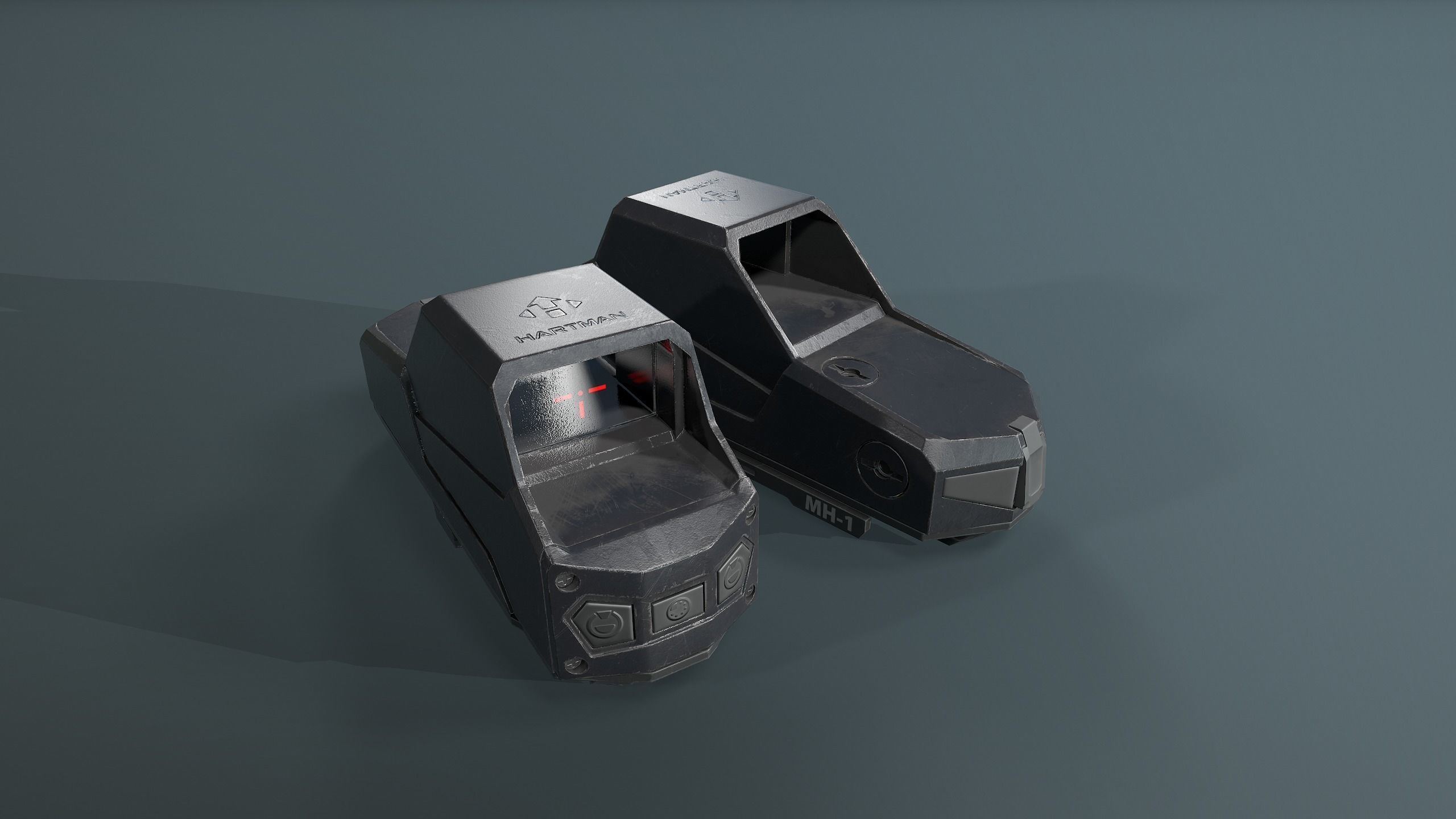 Hartman MH-1 collimator holographic Weapon Sight Low-poly 3D model_1