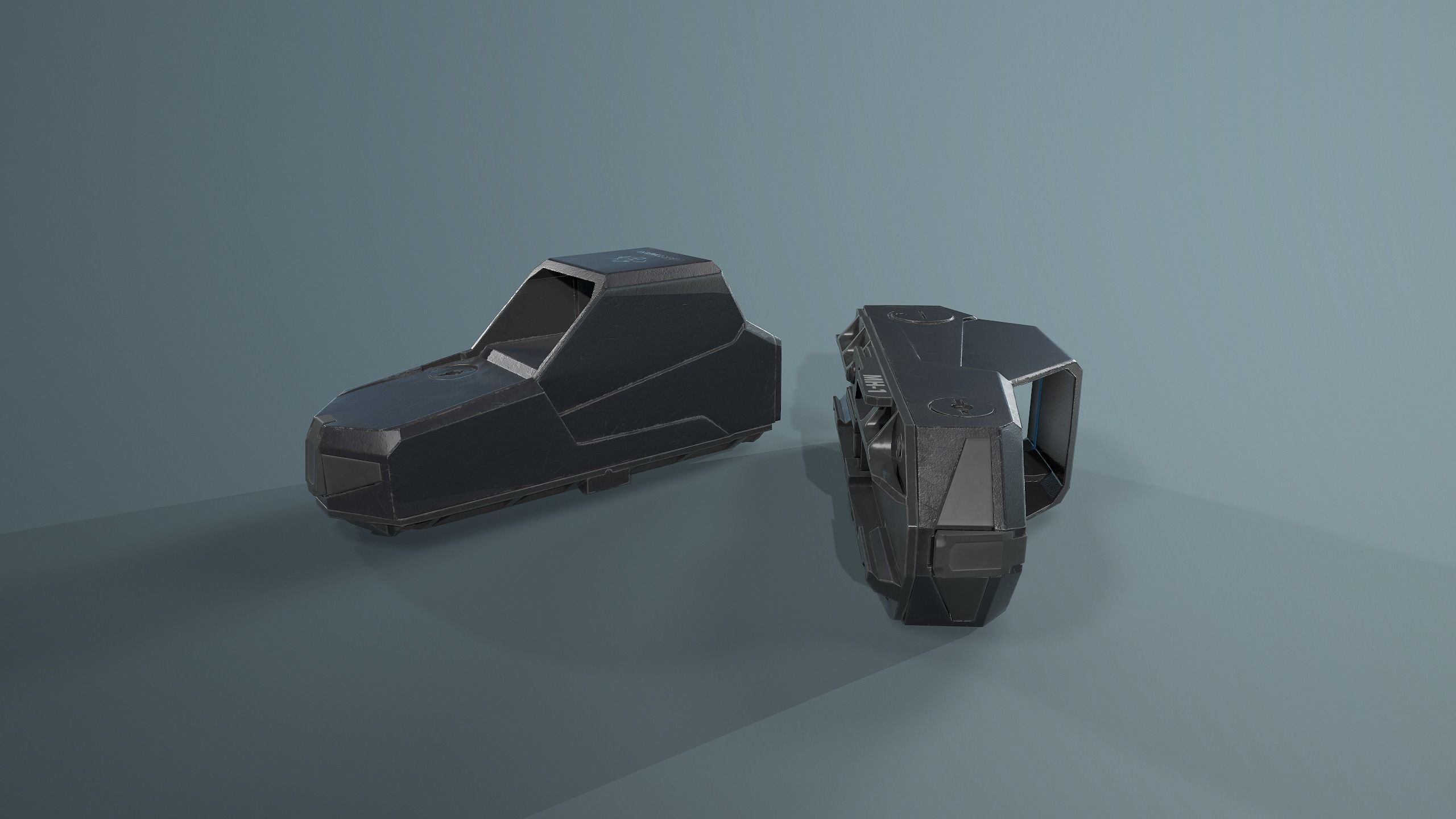 Hartman MH-1 collimator holographic Weapon Sight Low-poly 3D model_3