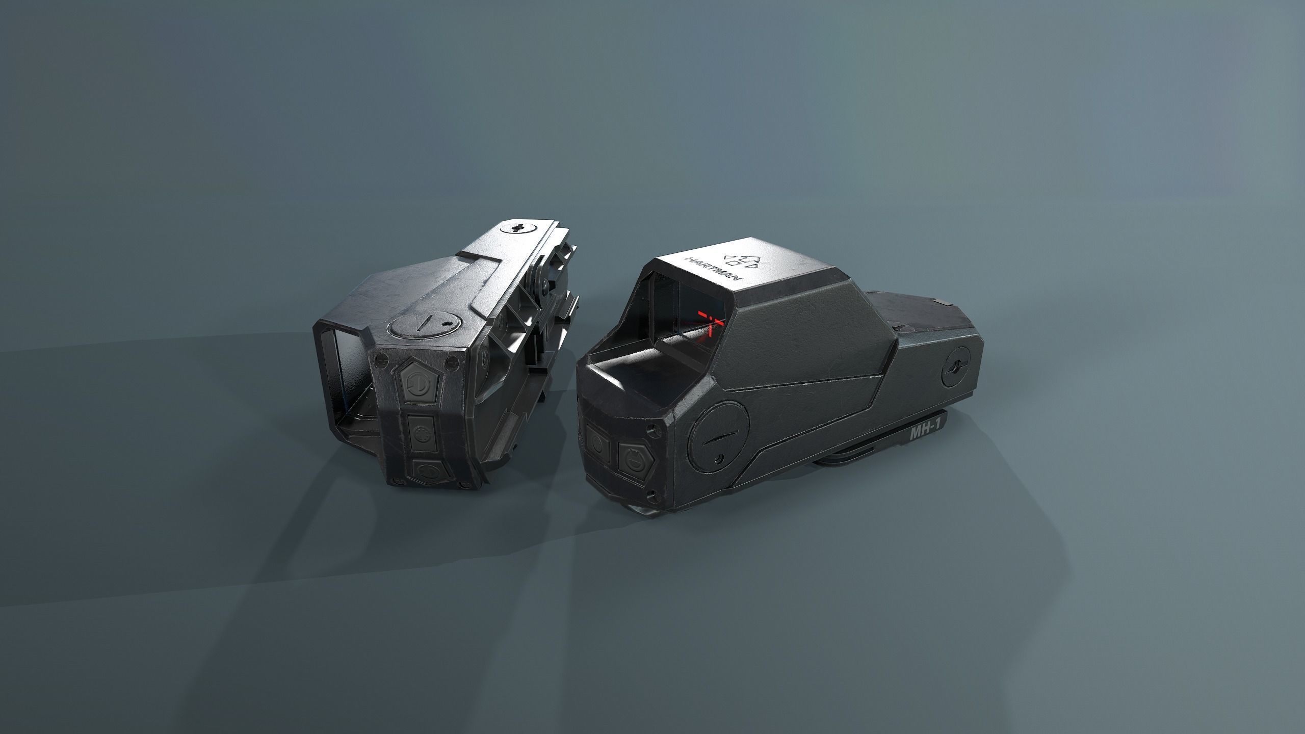 Hartman MH-1 collimator holographic Weapon Sight Low-poly 3D model_2