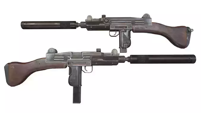 Uzi sub-machine gun Low-poly 3D model