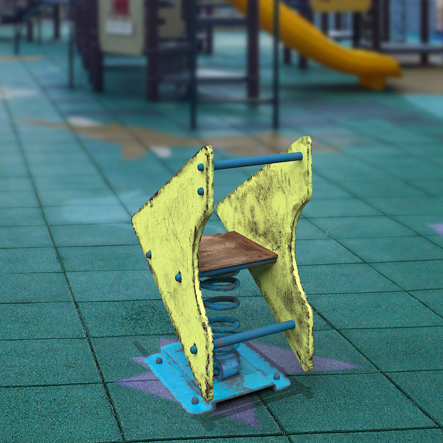 Old Spring Rider Low-poly 3D model_1