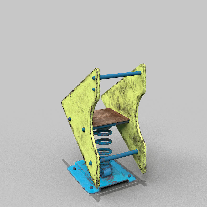 Old Spring Rider Low-poly 3D model_5