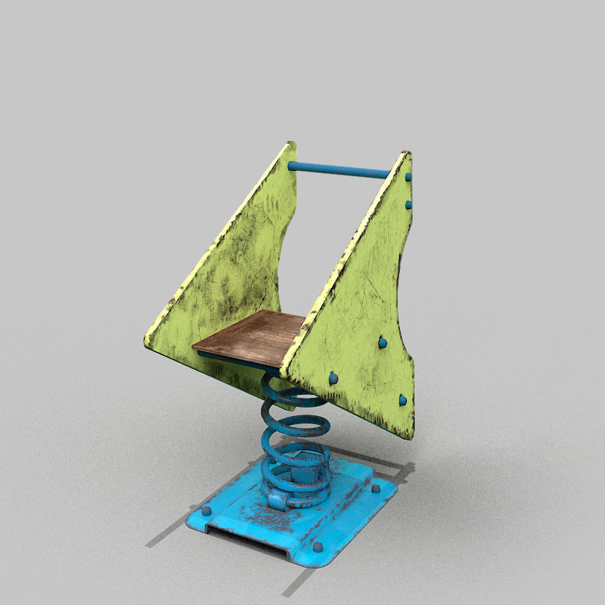 Old Spring Rider Low-poly 3D model_6