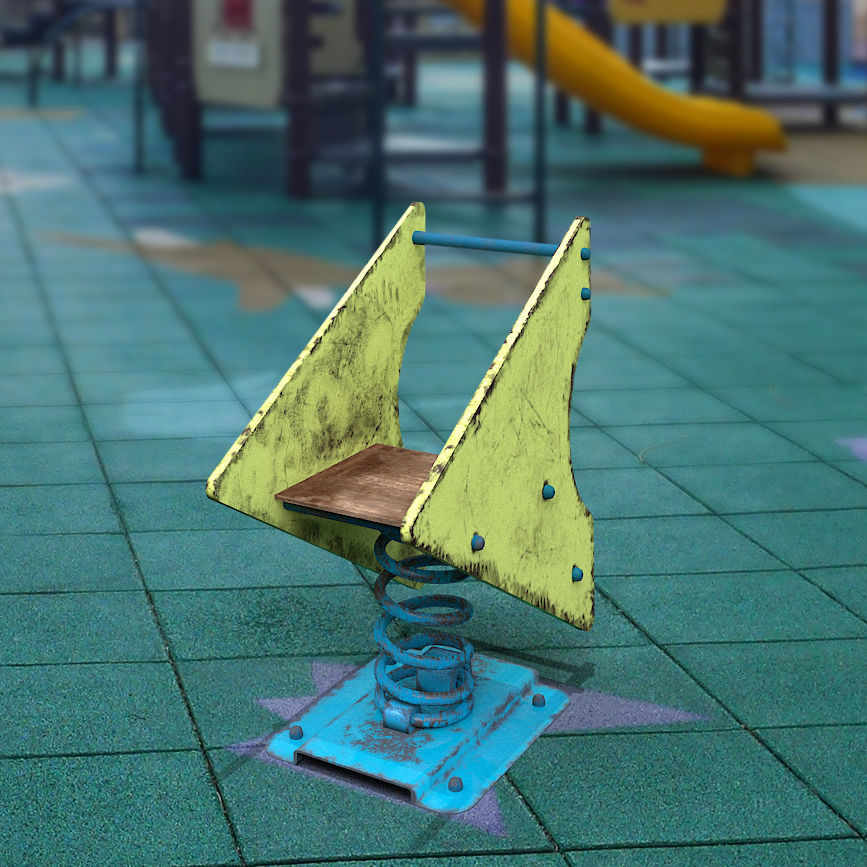 Old Spring Rider Low-poly 3D model_2