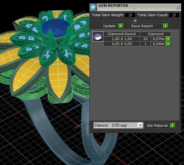 Ring flower with enamel on leaflet 3D print model_5