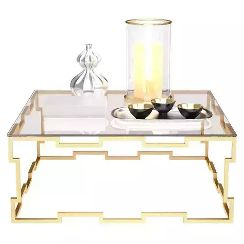 Bancroft Square Cocktail Table Glass Top and Metal Base 411-011