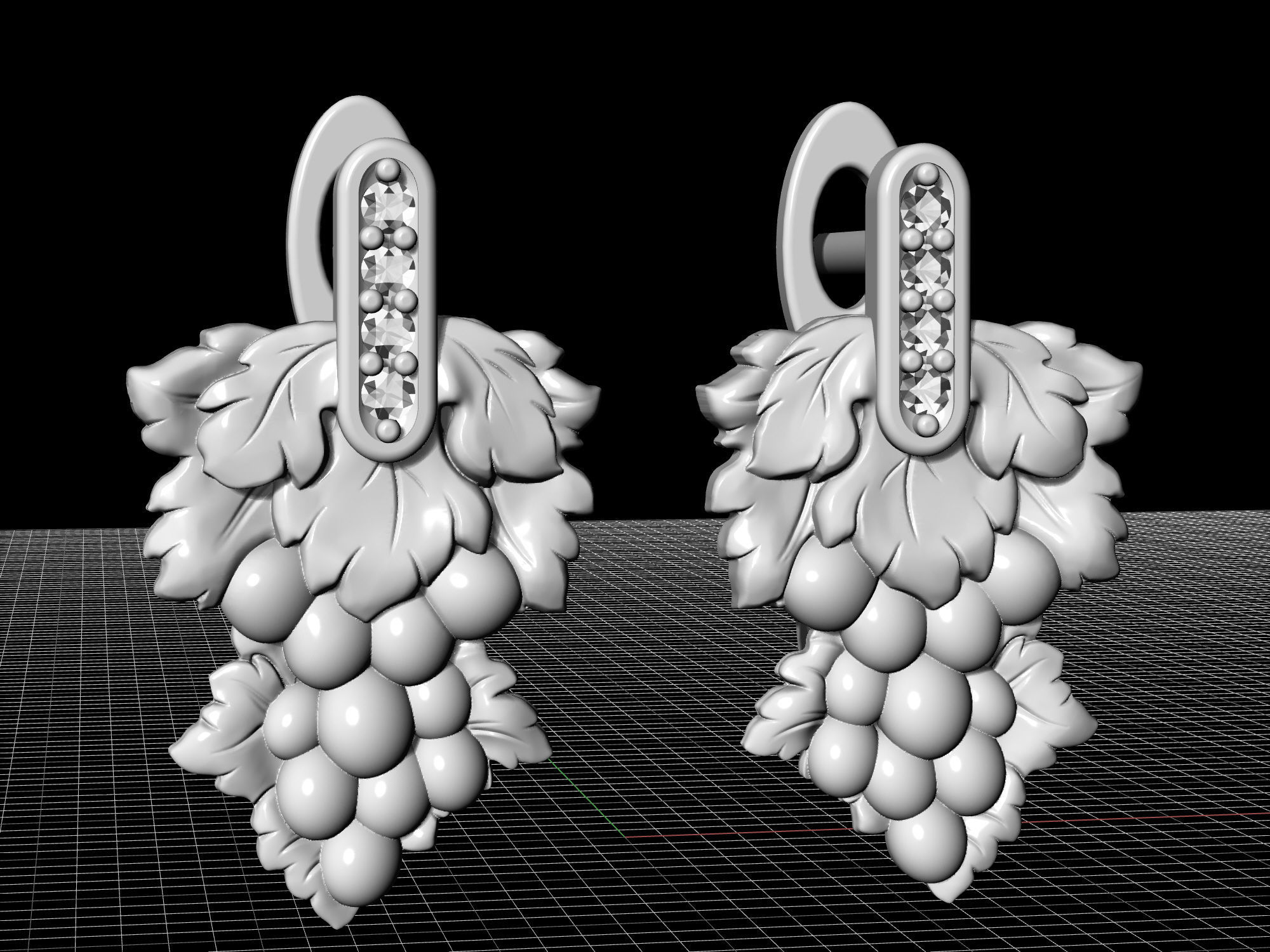 Grape Earrings 3D print model_4