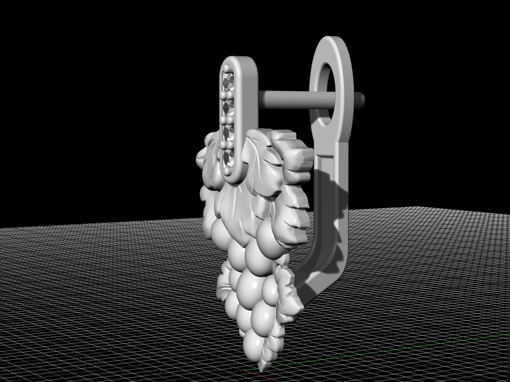 Grape Earrings 3D print model_7