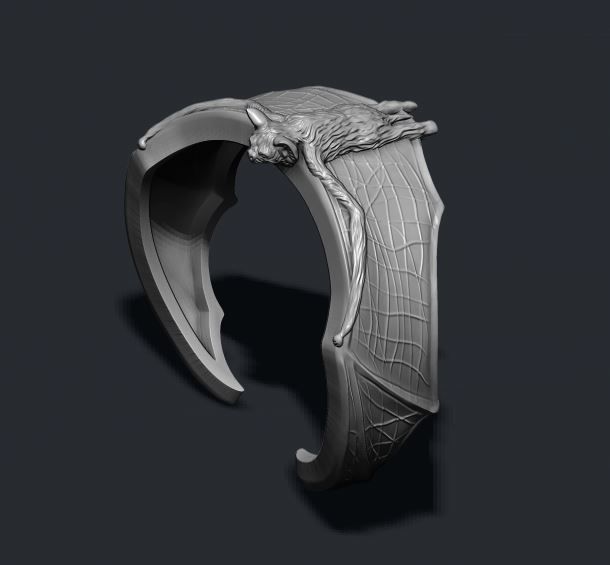 Bat ring 3D print model_8