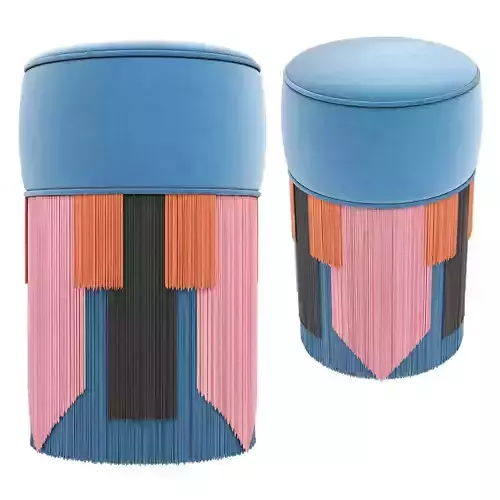 COUTURE stool orange with fringes