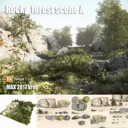 Rocky forest scene A 3D model
