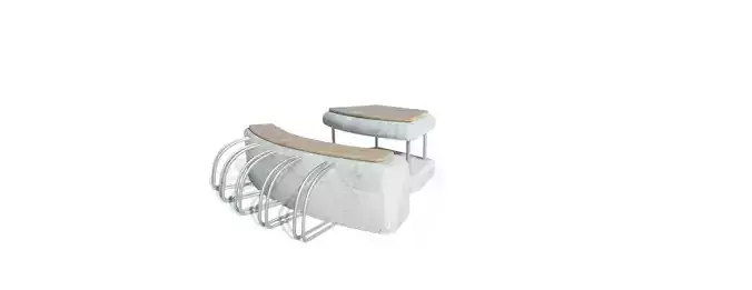 Urban Furniture with Seat Table and Bike Rack 3D model