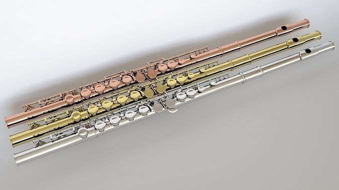 highly detailed fully rigged TRANSVERSE FLUTE 3D model