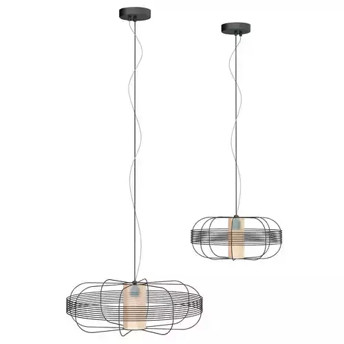 GALAXY two hanging lamps with metal frame and glass shade
