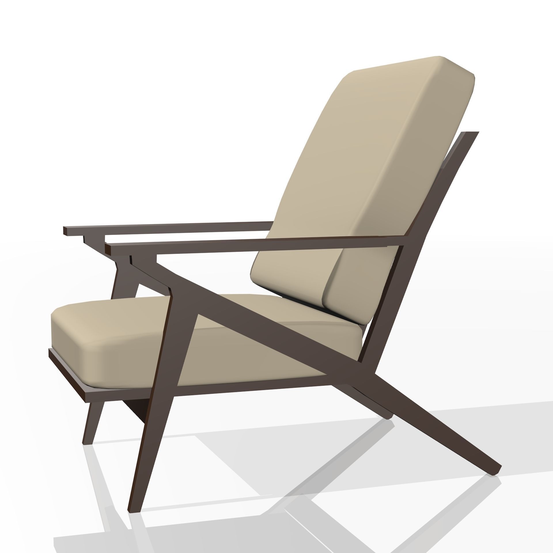 Low poly realistic chair lounge with fabric 3D model_6