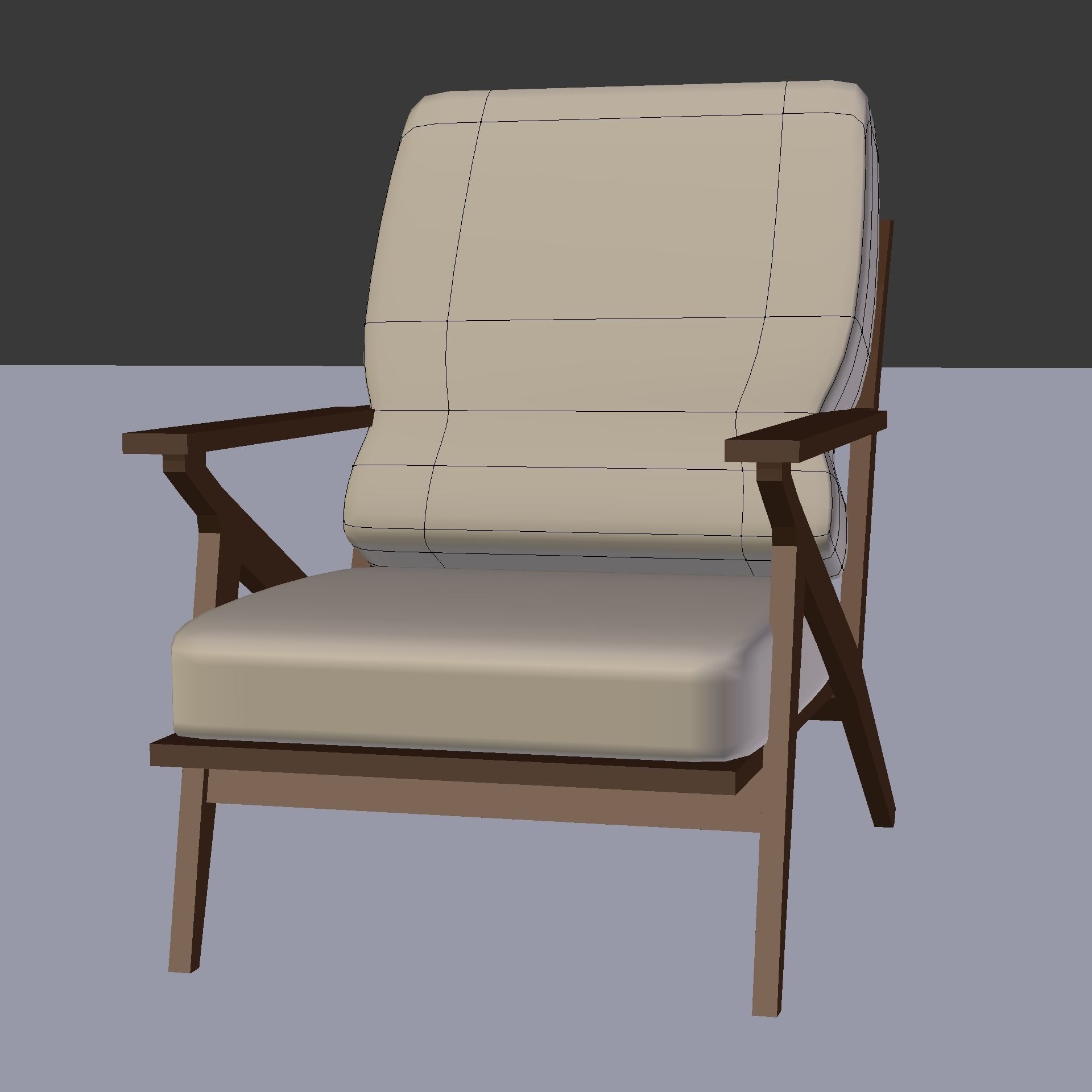 Low poly realistic chair lounge with fabric 3D model_10