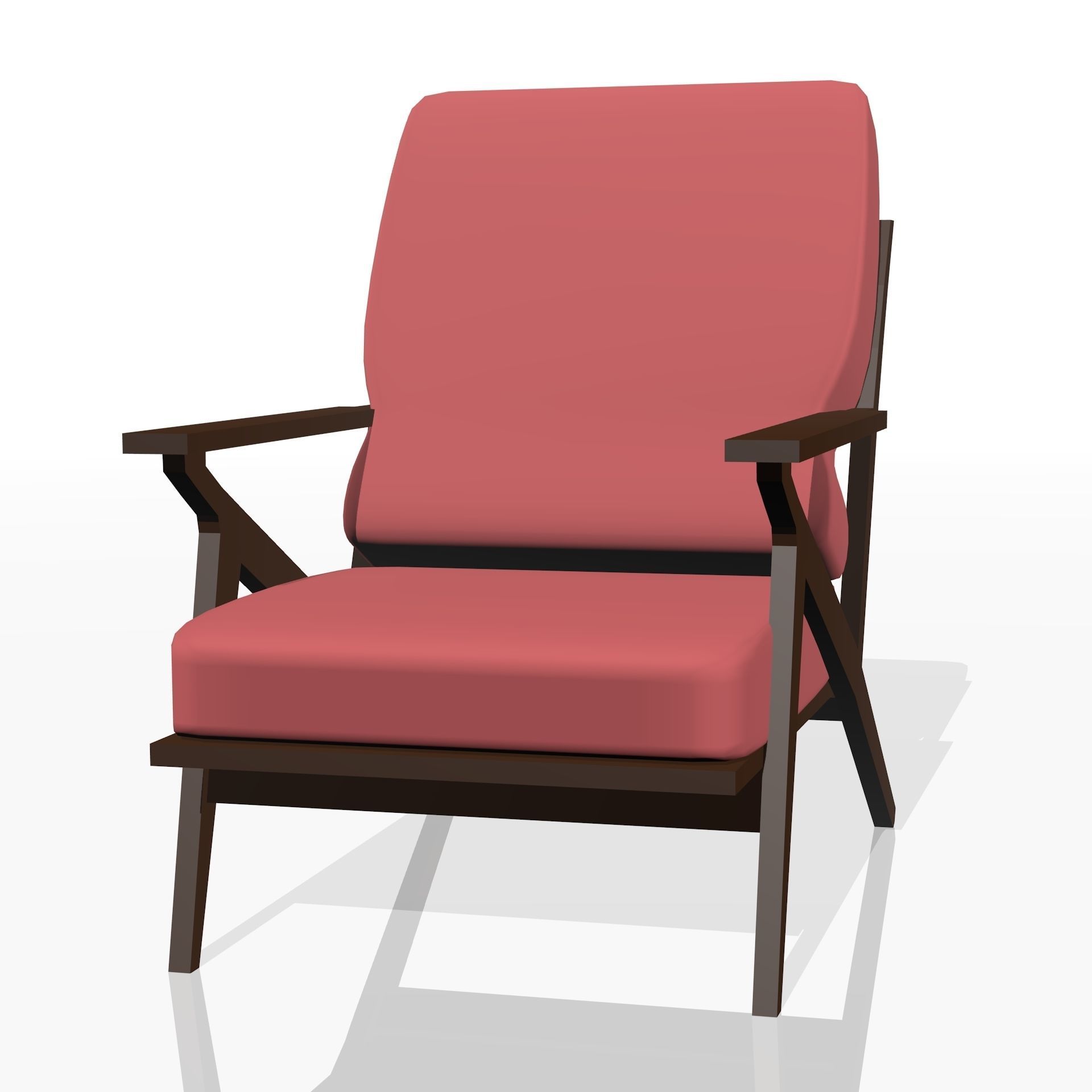 Low poly realistic chair lounge with fabric 3D model_4