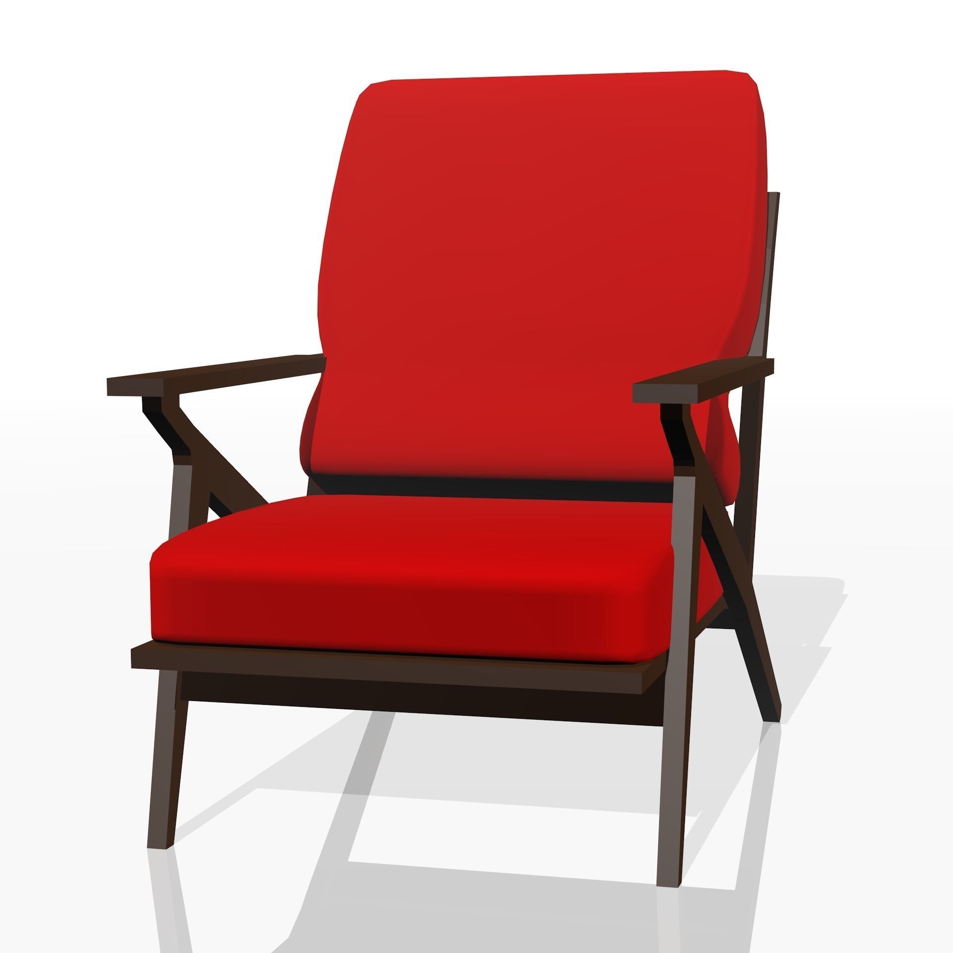 Low poly realistic chair lounge with fabric 3D model_2