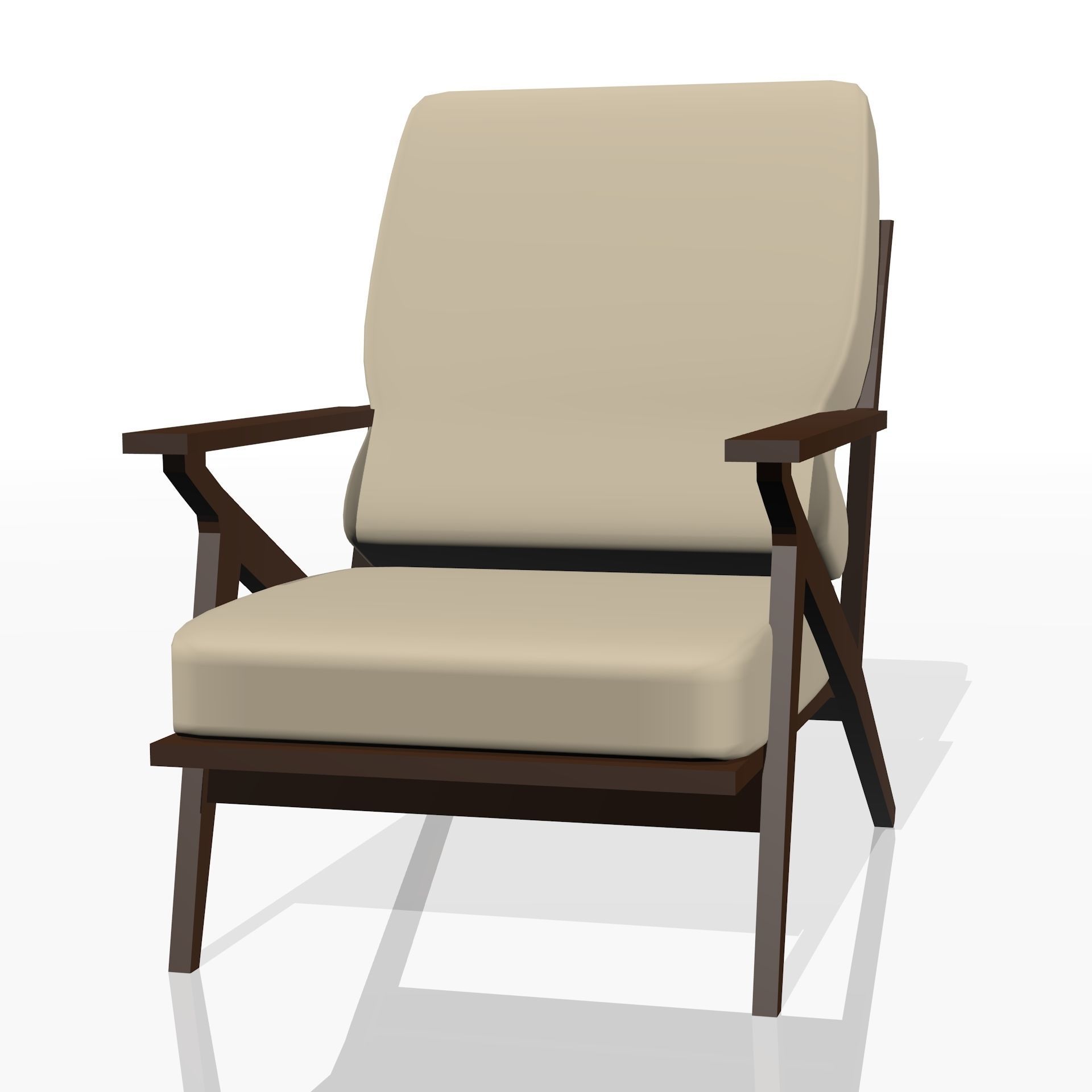 Low poly realistic chair lounge with fabric 3D model_5