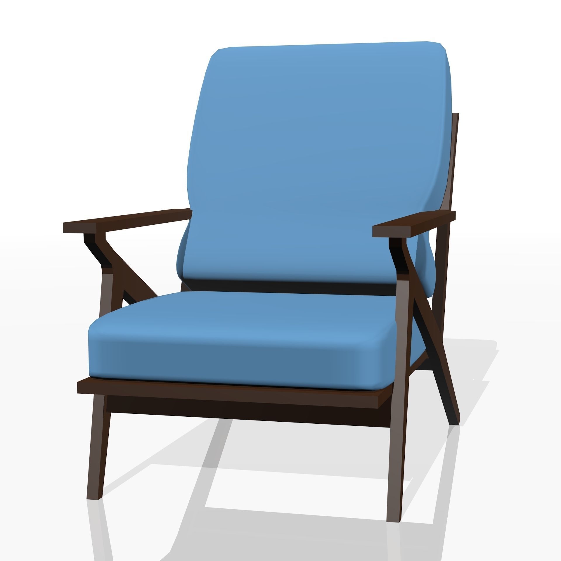 Low poly realistic chair lounge with fabric 3D model_1