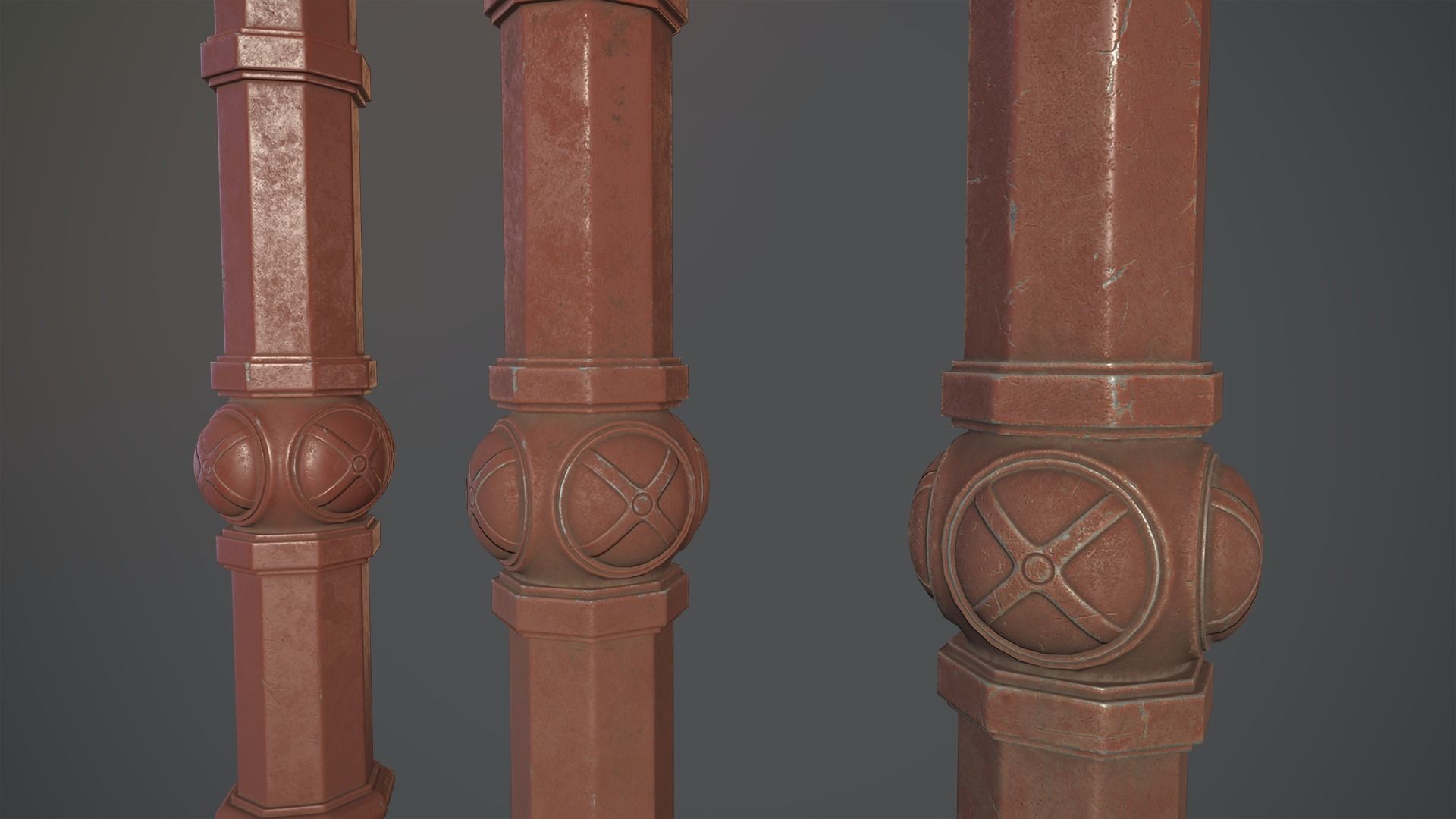 Barrier Bollard Pack 2 v4 Red Three Texture Options Low-poly 3D model_12