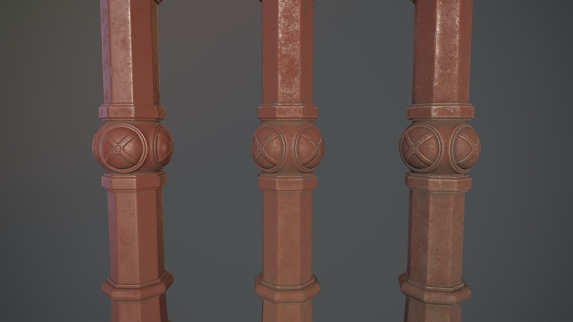 Barrier Bollard Pack 2 v4 Red Three Texture Options Low-poly 3D model_6